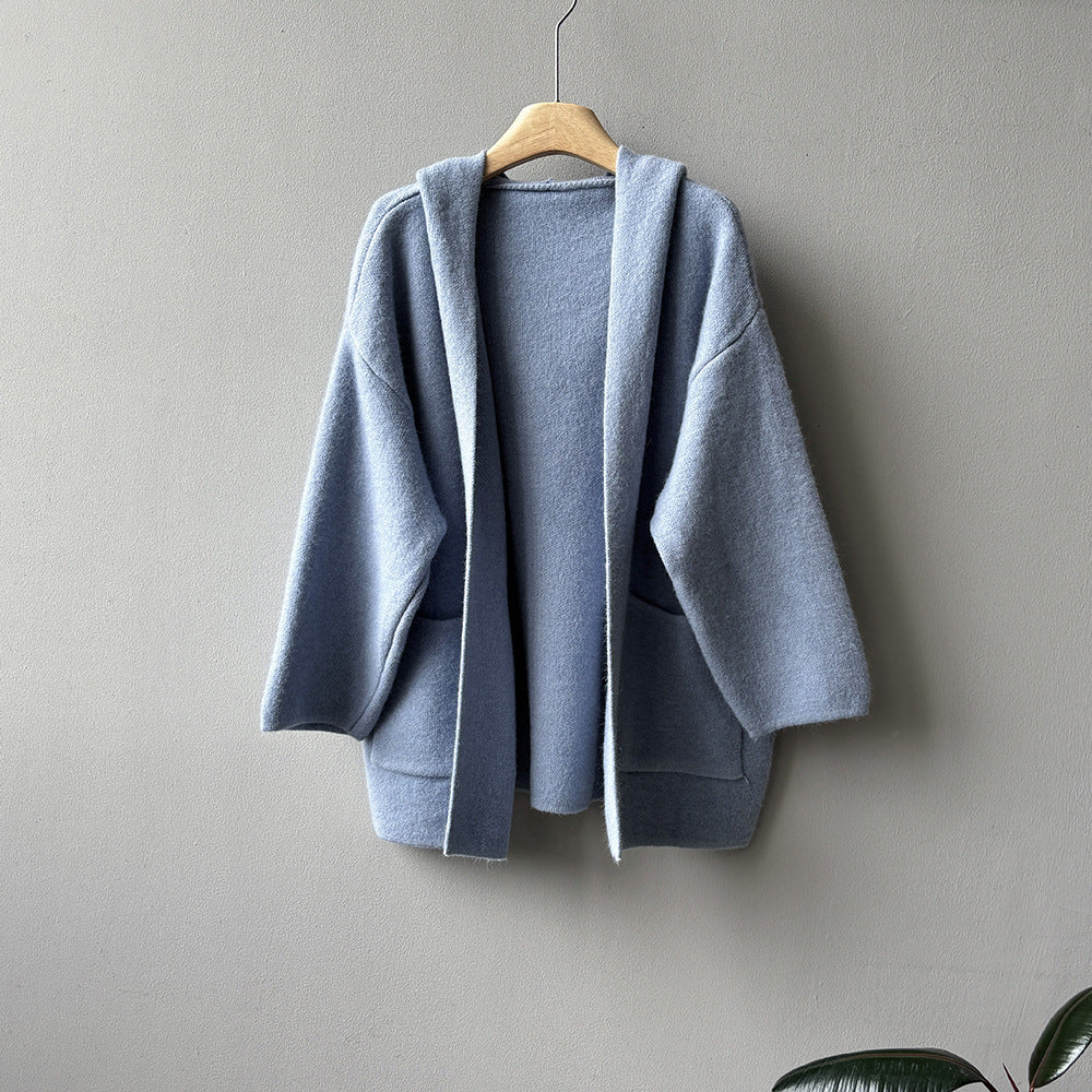 5カラー【アウター】秋冬新作 フード付き ニットカーディガン レディース ゆったり 高見え ルーズ【JZシリーズ】