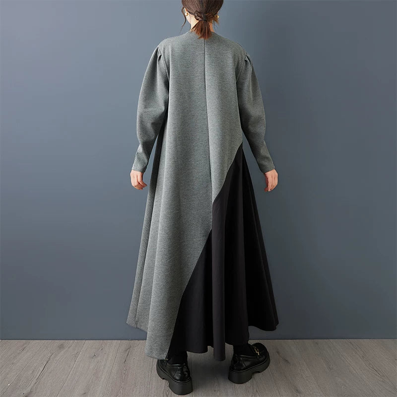 【60%OFF⭐️早い者勝ち】【ワンピース】ヴィンテージ カラーブロック 長袖 パフスリーブ ワンピース ファッションエレガンス ラグジュアリー ロングドレス【AHシリーズ】