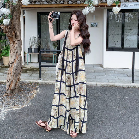 【ボトムス】フレンチレトロ プリント オールインワン 【SHシリーズ】