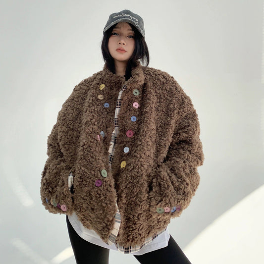 【アウター】春 秋 冬 アメリカンスタイル レトロ ラムウール  ボタン ダウンコート【FCシリーズ】