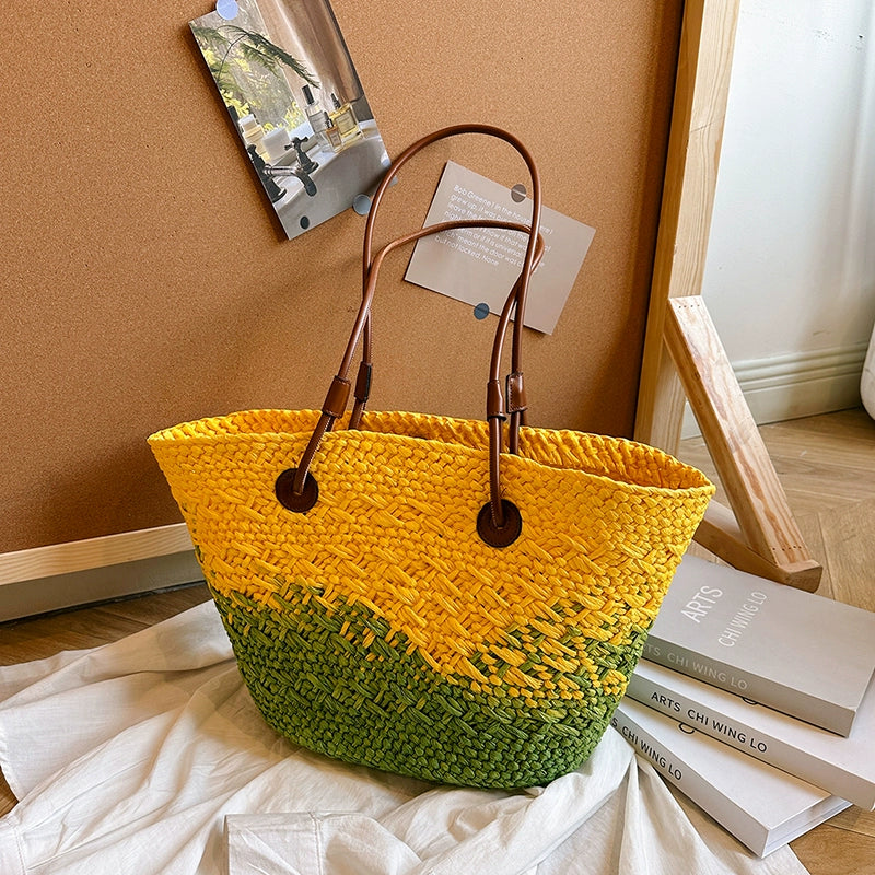 10色展開【バッグ】大容量 通勤 トートバッグ 夏新作 ビーチ旅行リゾート 編みバッグ ショルダーバッグ