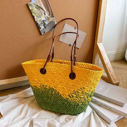 10色展開【バッグ】大容量 通勤 トートバッグ 夏新作 ビーチ旅行リゾート 編みバッグ ショルダーバッグ
