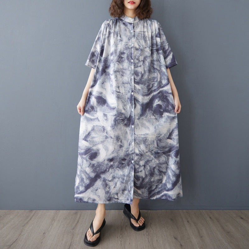 【ワンピース】ゆったり ショールカラー ロングシャツドレス ボタンディテール 体型カバー 大きいサイズ レディース 半袖ワンピース
【SHシリーズ】