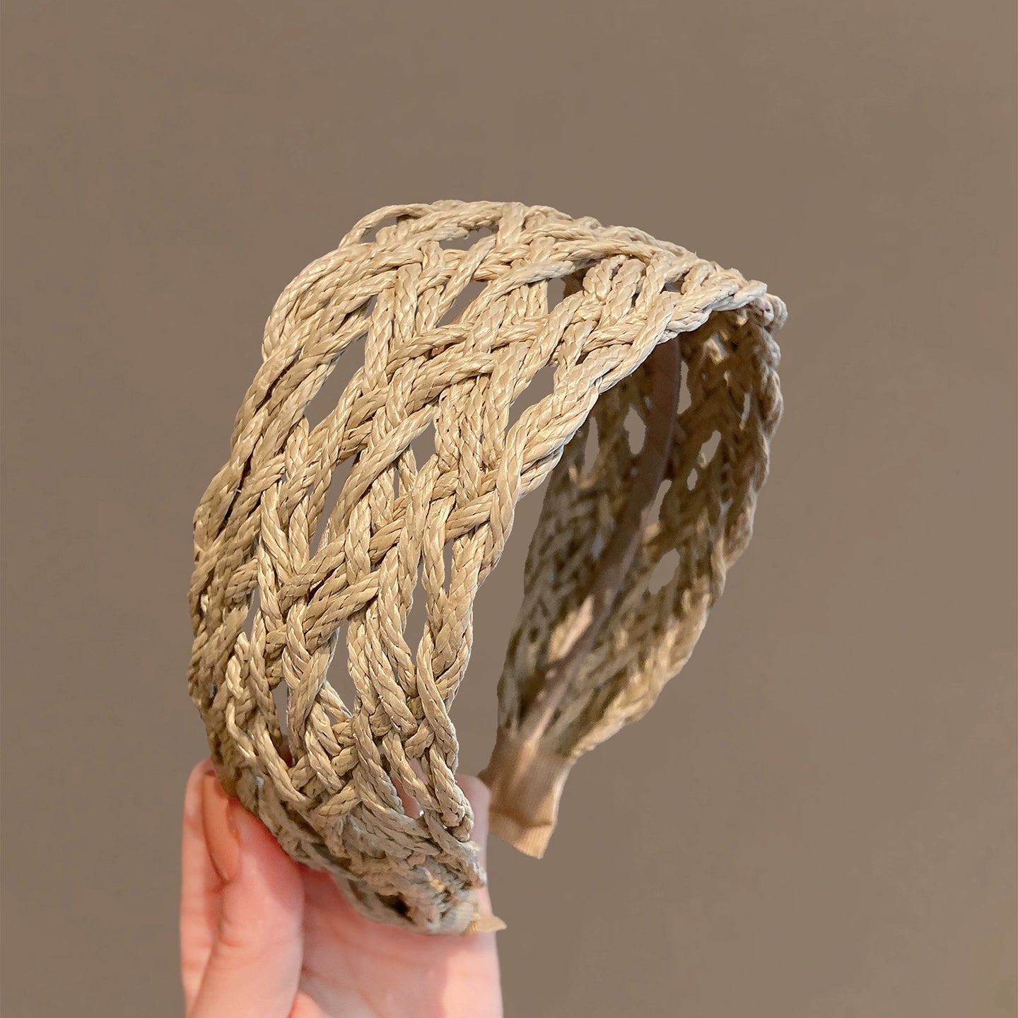 【グッズ】エレガント リゾート風 旅行 夏 藤編み ヘアバンド ヘアアクセサリー /幅5.5cm