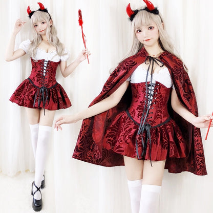 【ハロウィン】大人用 コスチューム 海賊 ウィッチ ゴシック スカーレットキャップ ケープ ヴァンパイア