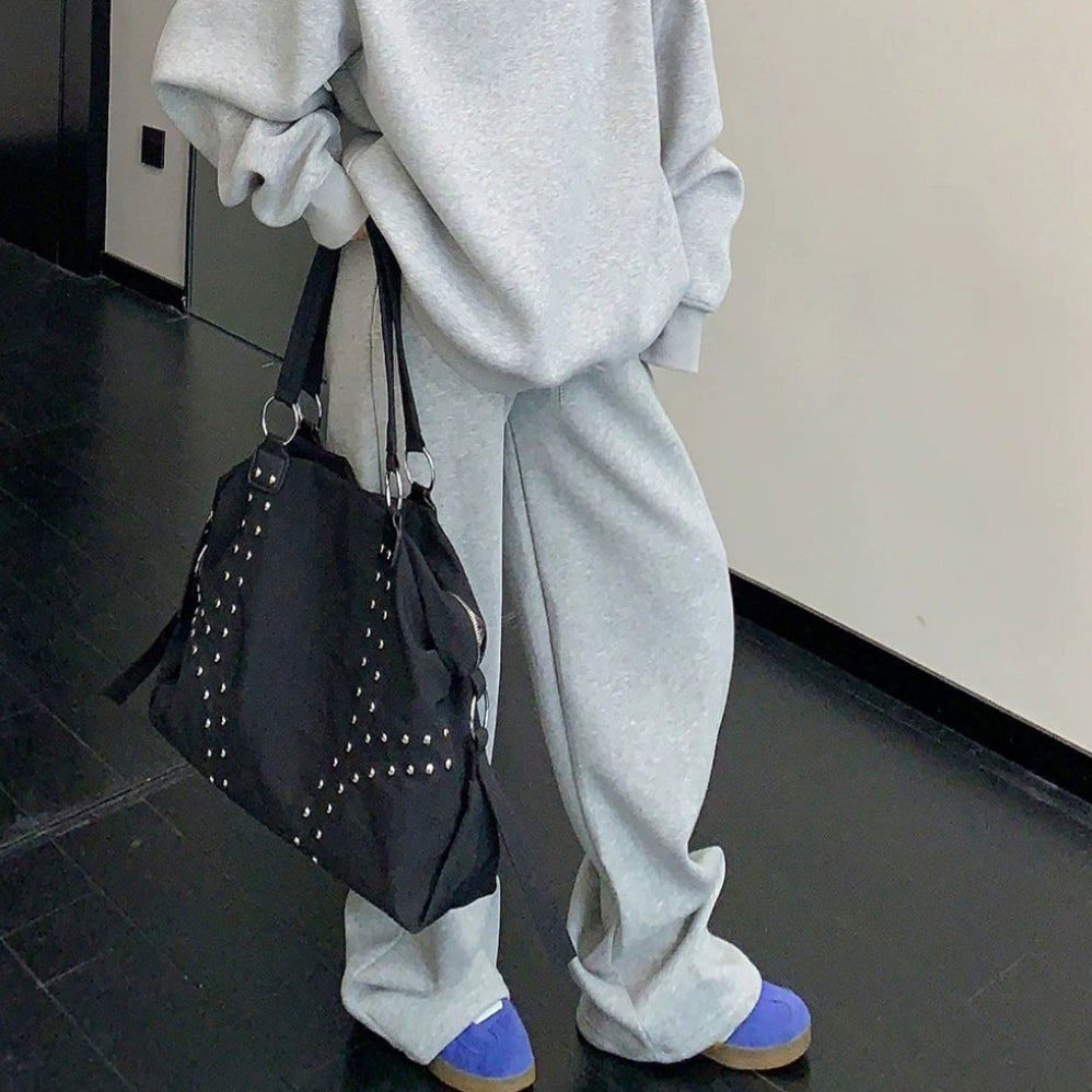 【セットアップ】【単品注文】アメリカンカジュアル ルーズシルエット ヴィンテージ スタンドカラー スウェット+パンツ 上下セット【FCシリーズ】