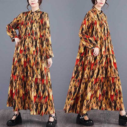 【ワンピース】春 秋 冬 大きいサイズ おしゃれ プリント 切り替え ティアードスカート【SHシリーズ】