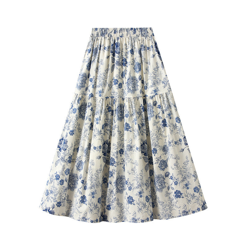 【ボトムス】 春夏新作 ハイウエスト×落ち感フローラル Aラインスカート｜甘めナチュラルコーデにぴったり【SHシリーズ】