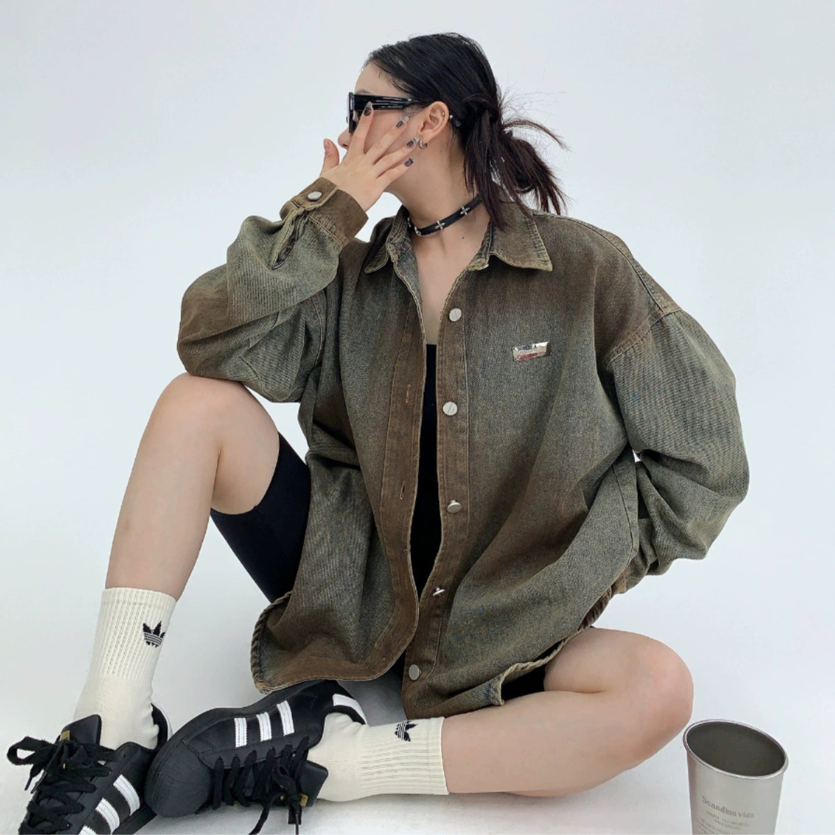 【トップス】春秋 アメリカンスタイル ヴィンテージ加工 合わせやすい シャツジャケット【FCシリーズ】