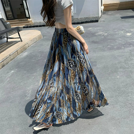 【ボトムス】花柄ロングスカート レディース 夏 ハイウエスト Aライン 着痩せ 美シルエット 体型カバー【SHシリーズ】