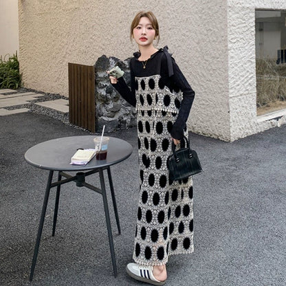 2点セット！【セットアップ】上品ベロア刺繍キャミワンピース＆トップスセット レディース 春秋 大人可愛い【SHシリーズ】【JZシリーズ】