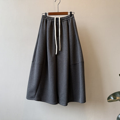 【ボトムス】✨ソフト＆着瘦せ♡韓国風ゴムウエストワイドパンツ 秋冬 レディース 九分丈【JZシリーズ】