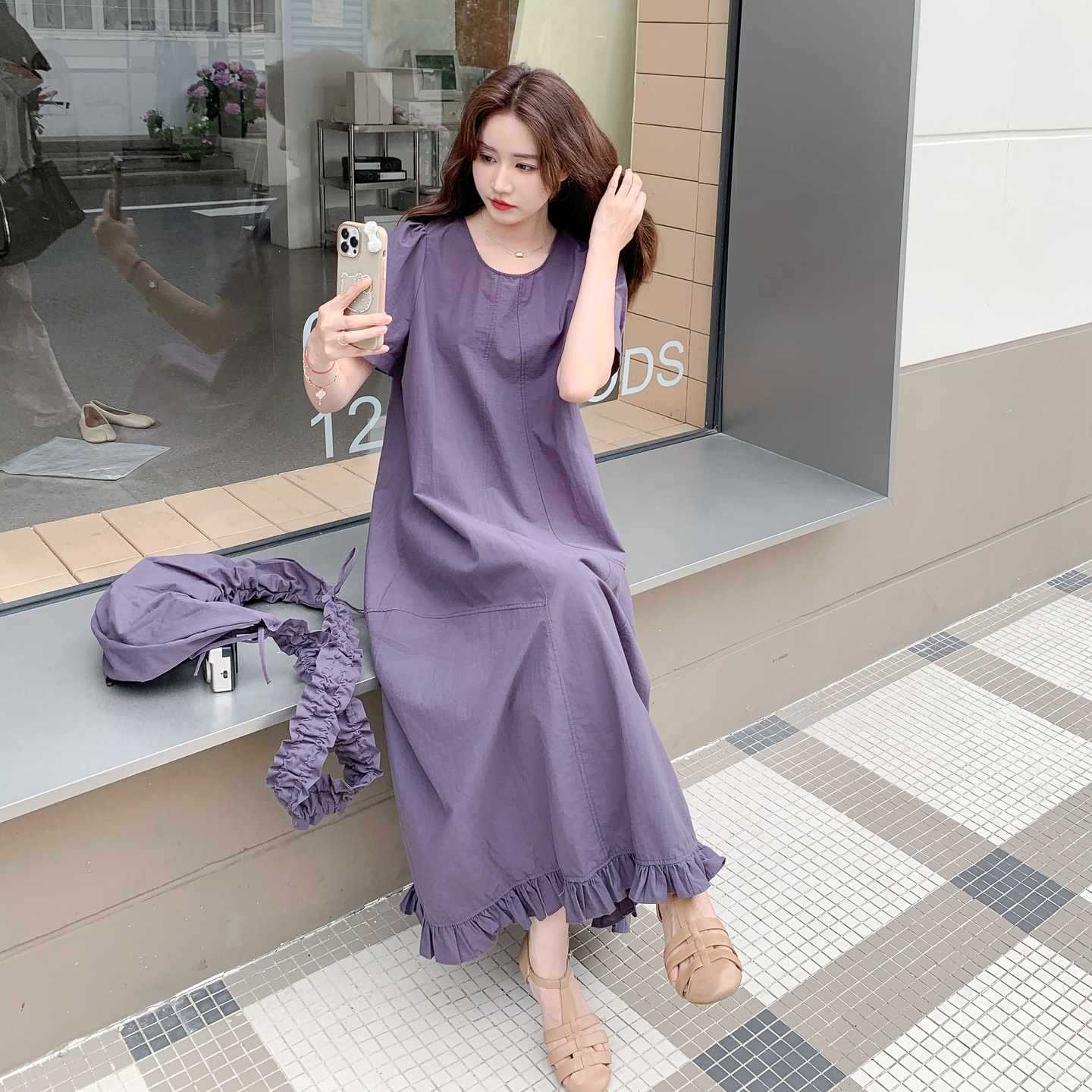 バッグ付き!【ワンピース】 夏新作 レトロ 韓国風 ゆったり 半袖ワンピース