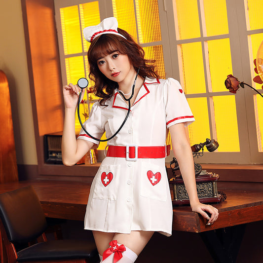【ハロウィン】ナースコスプレ・ワンピース・ハート柄・バー・ナイトクラブ・舞台用衣装