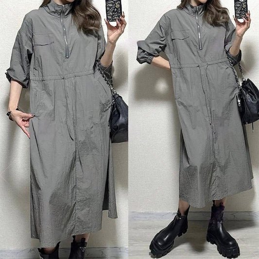 【24AW】【ワンピース】日系 人気 合わせやすい ハイネック ストリング 長袖ワンピース