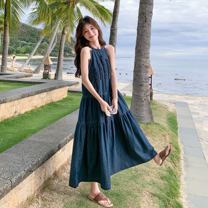 【ワンピース】夏 フレンチ温柔風 スウィート 韓国系 スリム効果 ノースリーブワンピース