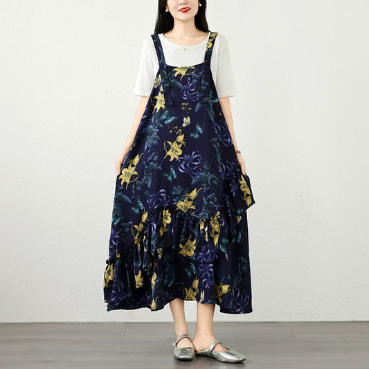 【ワンピース】フレンチ花柄キャミワンピース レディース 夏 シフォンワンピース ノースリーブ 大人可愛い リゾートスタイル 体型カバー【SHシリーズ】