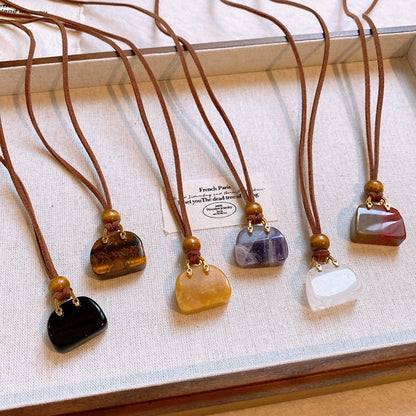 【🎁 B2G1｜先行スタート！】【グッズ】韓国風 カラフル人工タイガーアイ バッグネックレス  ニットチェーン レトロ 高級感 アクセサリー