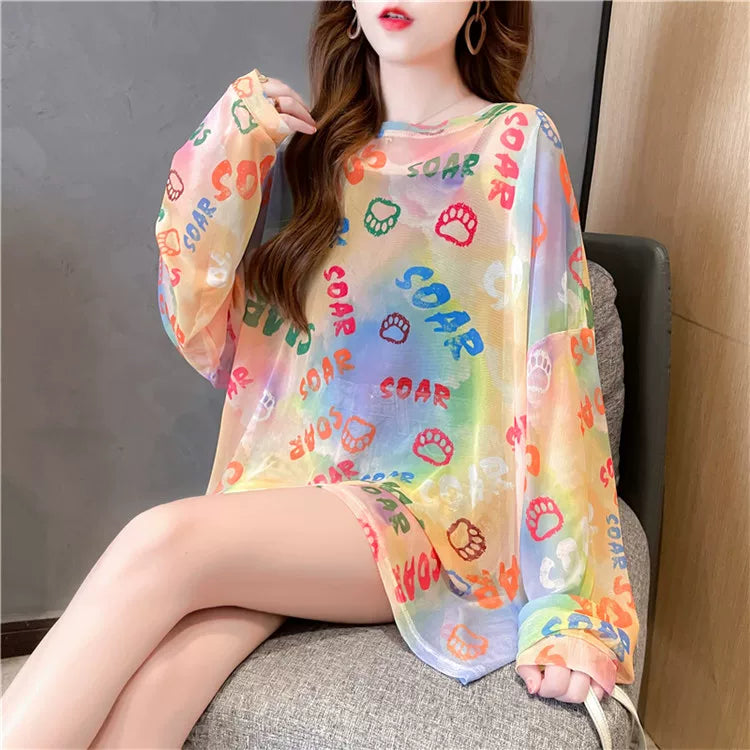 60%OFF⭐️【トップス】アイスシルク 薄手 ゆったり 合わせやすい 長袖Tシャツ【SHシリーズ】