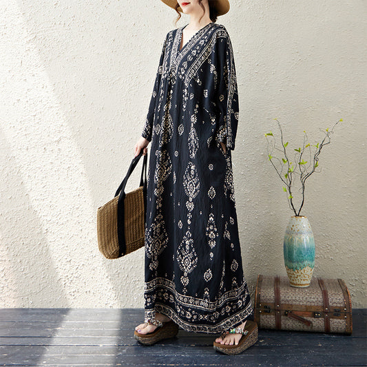 期間限定🍂60%OFF【ワンピース】大人上品花柄ワンピース レディース 秋新作 大きいサイズ 長袖 ロング丈 フレンチ風 体型カバー【SHシリーズ】