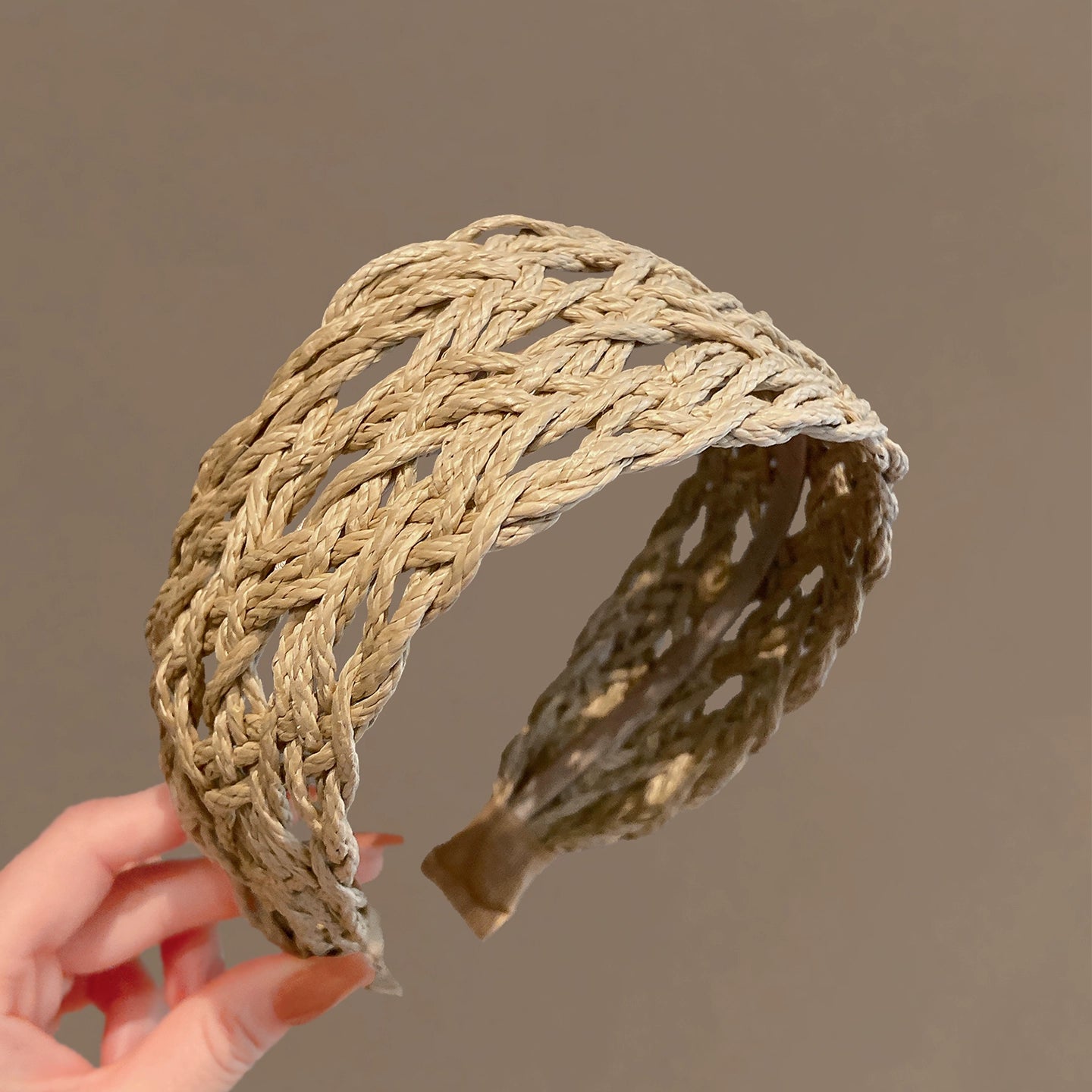 【グッズ】エレガント リゾート風 旅行 夏 藤編み ヘアバンド ヘアアクセサリー /幅5.5cm