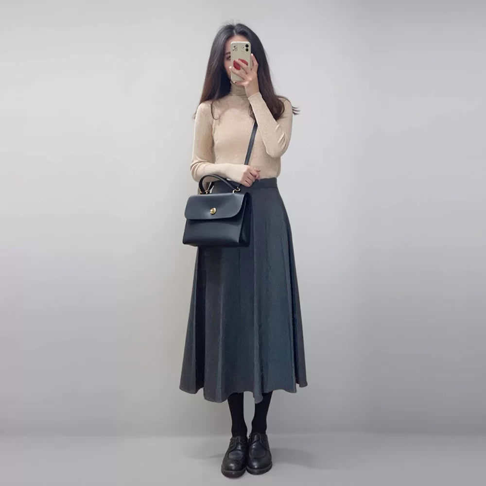 【セットアップ】上品 春 秋 冬 ラウンドネック コート + スカート 2点上下セット 【JZシリーズ】