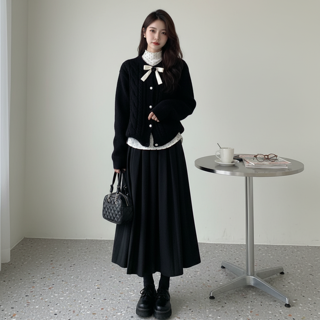 【セットアップ】春 秋 冬 ニット セーター + スカート 2点セット 【JZシリーズ】