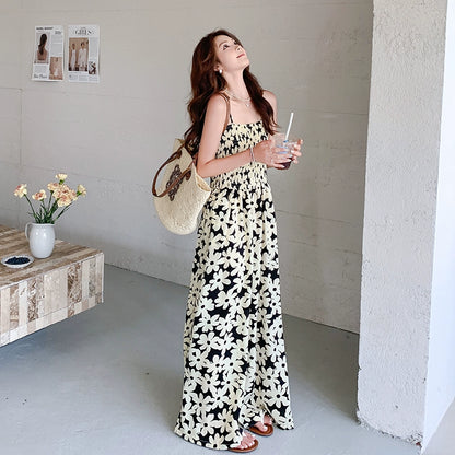 【ボトムス】夏新作 花柄キャミソール ビスチェ風オールインワン フレンチリゾートスタイル【SHシリーズ】