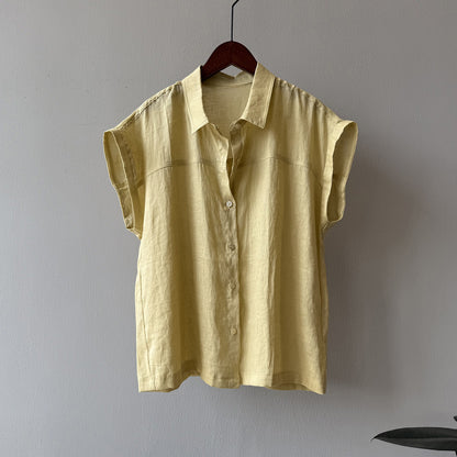 4color【トップス】リネン100% 韓国風 夏新作 無地 ゆったり 細見え シャツ【JZシリーズ】