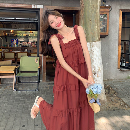 【ワンピース】フレンチレトロ 夏 気質おしゃれ ノースリーブキャミワンピース【JZシリーズ】