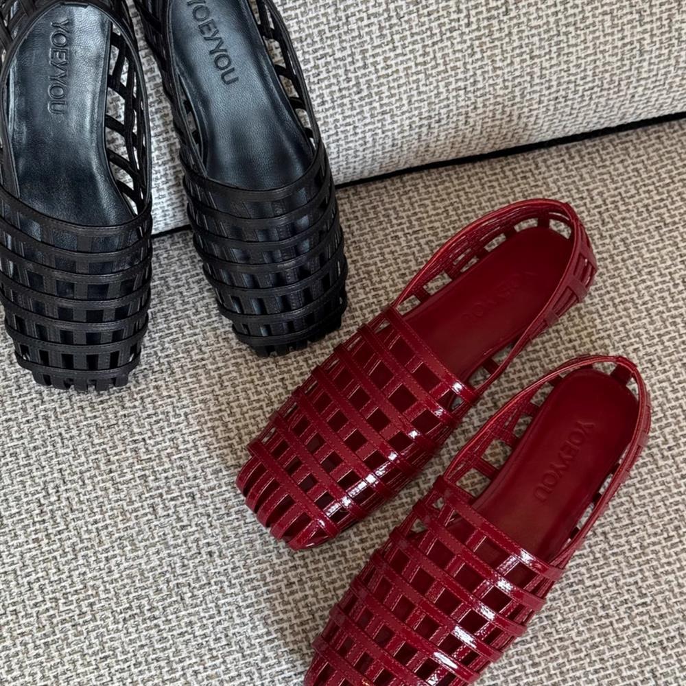 【シューズ】夏 スクエアトゥ透かし彫り サンダル 【JZシリーズ】