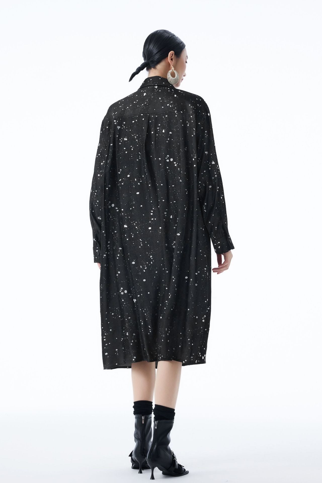 【ワンピース】春 秋 冬 カジュアル 細見え  ドット柄 長袖 ワンピース 【AHシリーズ】