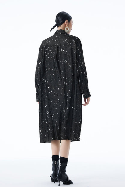 【ワンピース】春 秋 冬 カジュアル 細見え  ドット柄 長袖 ワンピース 【AHシリーズ】