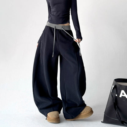 【ボトムス】ワイドスウェットパンツ 裏起毛 冬 しっかり生地 2way ゆったり＆裾絞り【FCシリーズ】