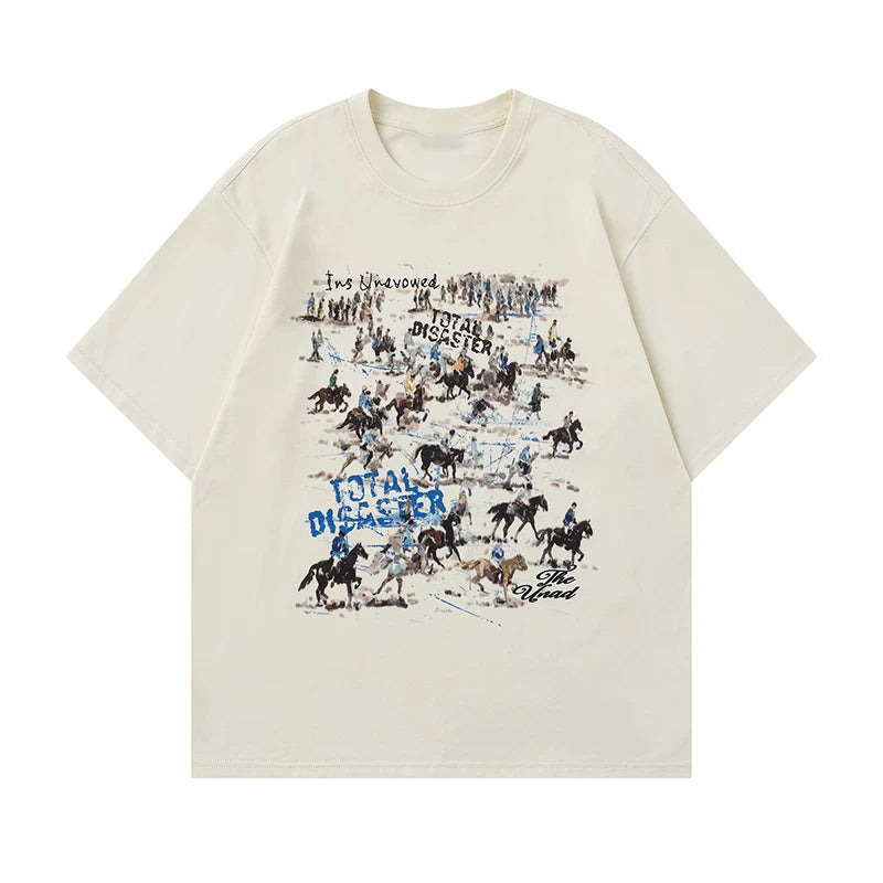 【トップス】アメリカンレトロ グラフィティTシャツ レディース 半袖 ゆったり 夏 ペアルック【FCシリーズ】