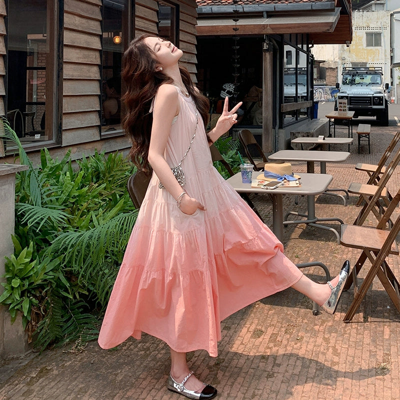 【ワンピース】フレンチ夏 スイートエレガント グラデーション ノースリーブワンピース【SHシリーズ】