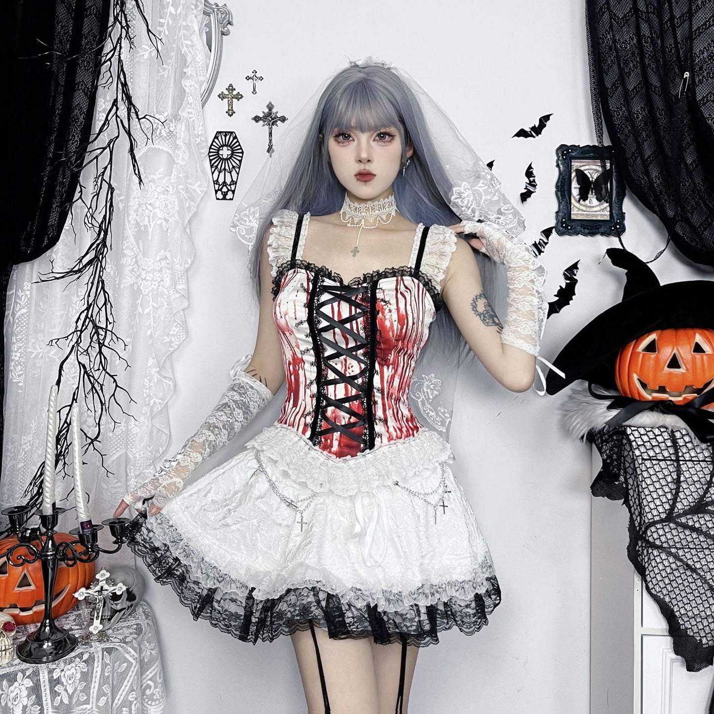 【ハロウィン】ブラッドレッド メアリー キャミソール レディース 欧米風 セクシー 個性派 タンクトップ