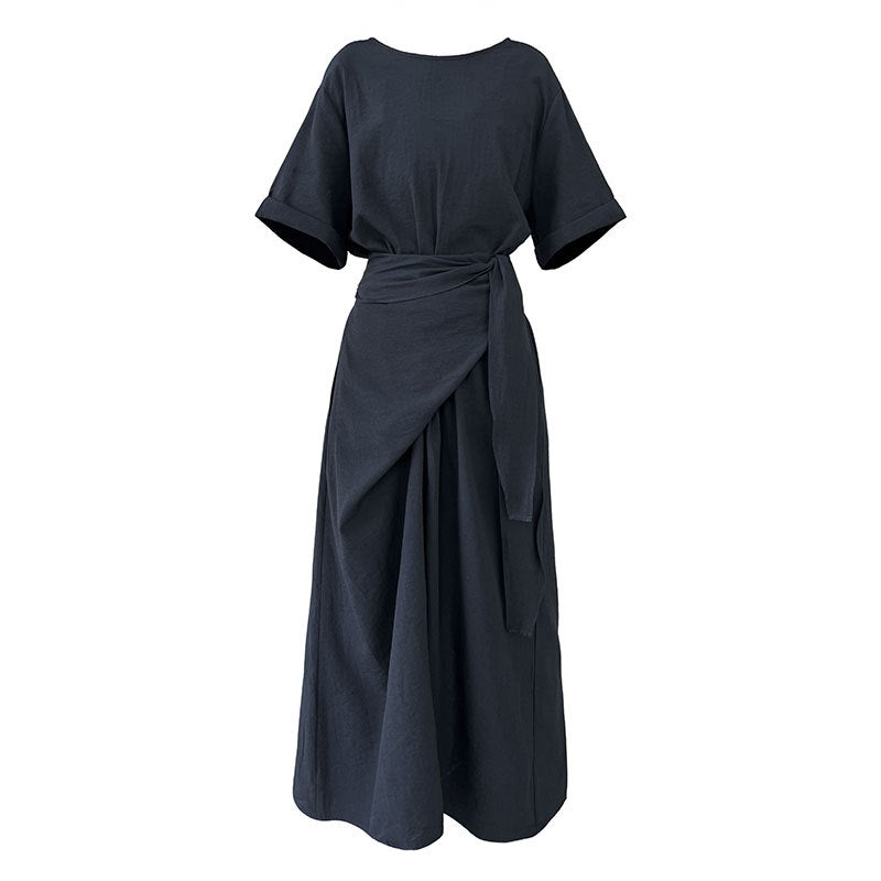 【ワンピース】夏 ラウンドネック 着痩せ効果 Aライン タンクトップ ワンピース 【SNシリーズ】