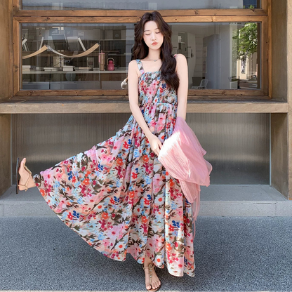 2点セット！【セットアップ】大人可愛い 花柄キャミワンピース レディース シアーカーディガン セット ふんわり素材 リゾート風 夏コーデ【SHシリーズ】