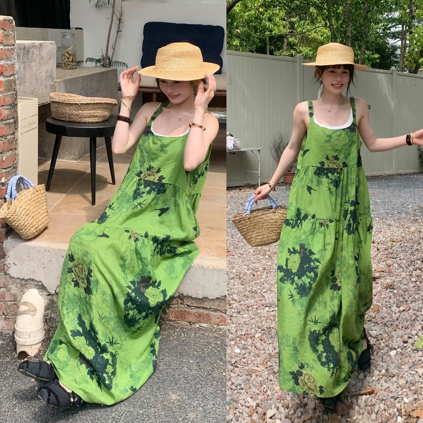 【ワンピース】夏新作 高見え ゆったり カジュアル ノースリーブワンピース【SHシリーズ】