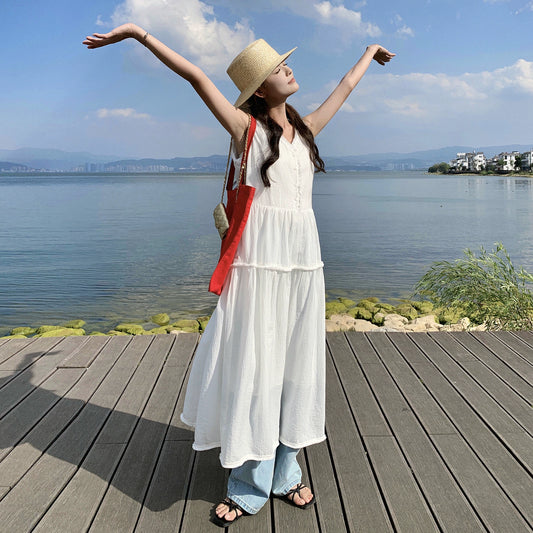 【ワンピース】夏 新作 デザイン感  リゾート風 ノースリーブワンピース【JZシリーズ】