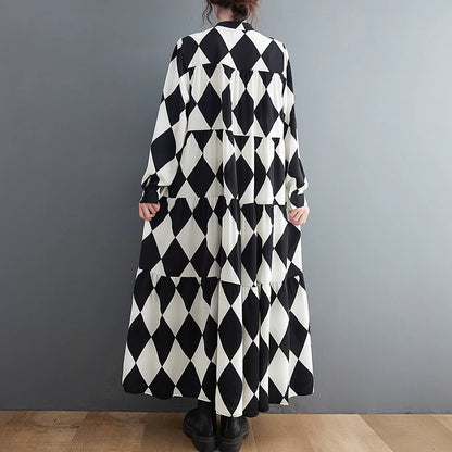 60%OFF⭐️期間限定【ワンピース】レディース 春秋新作 ゆったり 大きいサイズ モノクロ ストライプ プリント ボタン 長袖 シャツワンピース【SHシリーズ】