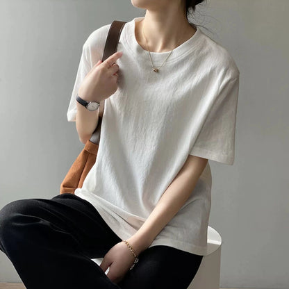 【トップス】無地 夏  ラウンドネック Tシャツ