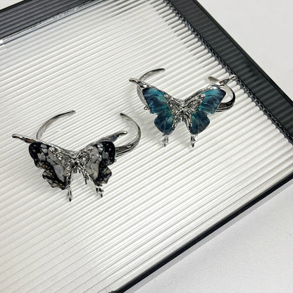 【🎁 B2G1｜先行スタート！】【グッズ】立体ブルーグラデーション バタフライ バングル レディース オープンタイプ 高級感 おしゃれ