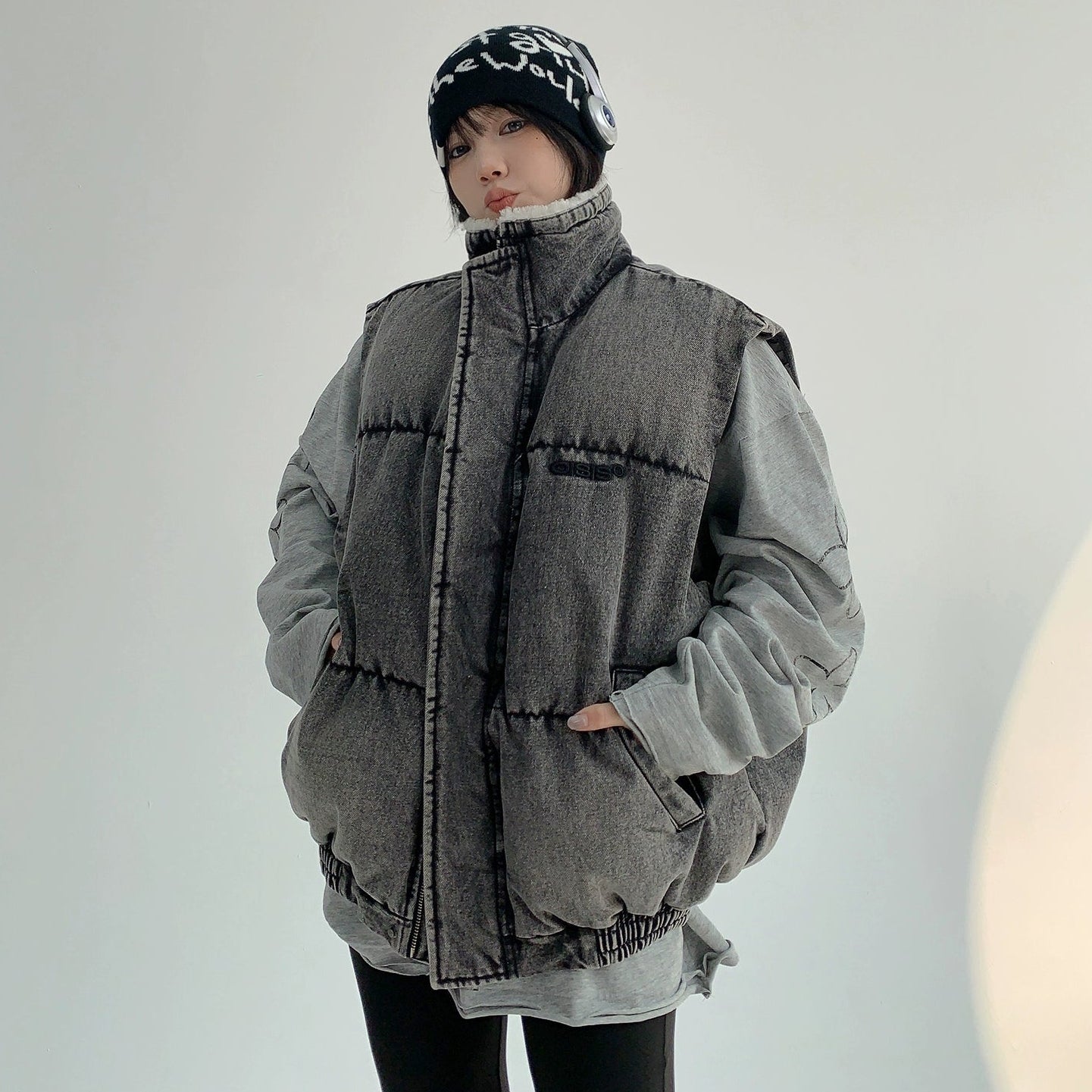 【アウター】春 秋 冬 アメリカンスタイル ヴィンテージ加工 厚手 デニム 綿入れコート【FCシリーズ】