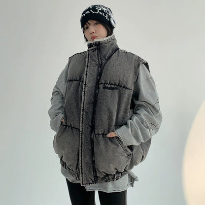 【アウター】春 秋 冬 アメリカンスタイル ヴィンテージ加工 厚手 デニム 綿入れコート【FCシリーズ】