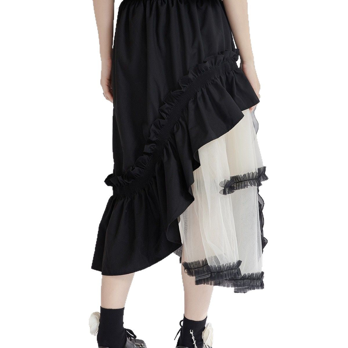 【ボトムス】春 秋 夏 ふんわり 不規則 切り替え 大きなローズ スカート 【AHシリーズ】