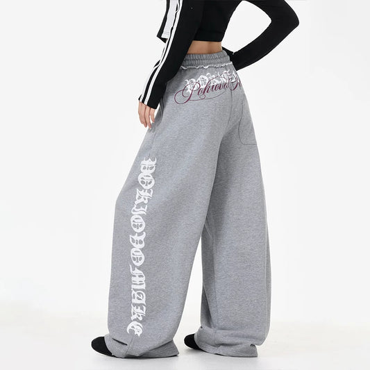 【ボトムス】ゴシックロゴ アメリカンストリート スウェットパンツ ワイド ルーズ 男女兼用【FCシリーズ】