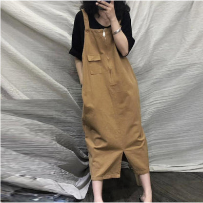 【ワンピース】レトロ ゆったり ミディ丈  レディース インスタ風 ノースリーブ キャミワンピース【JZシリーズ】