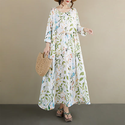 期間限定🍂60%OFF【ワンピース】ナチュラル風ロングワンピース レディース 長袖 ゆったり リラックス リゾート 大人可愛い【SHシリーズ】
